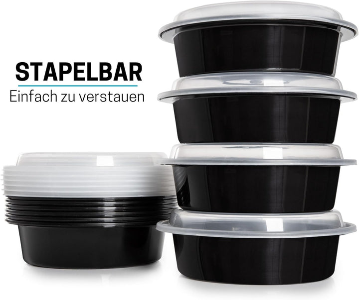 Igluu Runde Meal Prep Boxen mit Deckel (20er-Pack) – wiederverwendbar, mikrowellen-, gefrier-, spülm