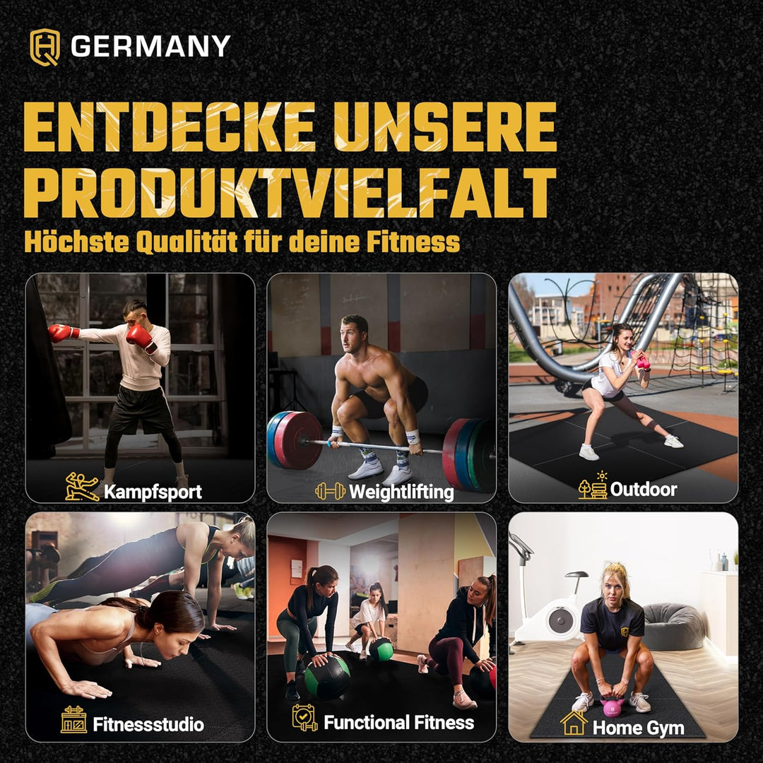 HQ Germany® Bodenschutzmatte Fitness - Premium Gym Boden | Made in EU | Matten Fitnessraum in Studio