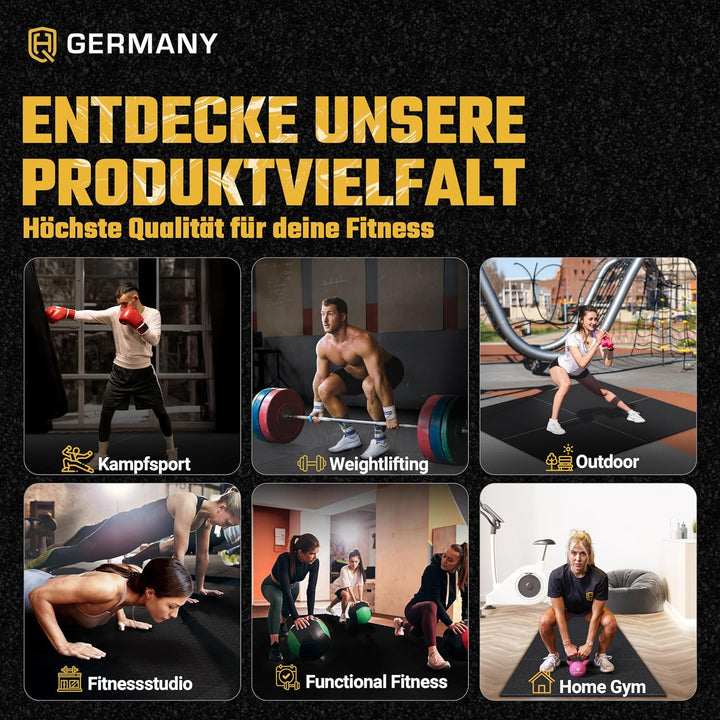 HQ Germany® Bodenschutzmatte Fitness - Premium Gym Boden | Made in EU | Matten Fitnessraum in Studio