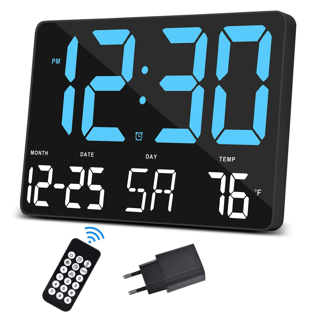 SZELAM Digitaluhr Grosses Display,11,5" Digitale wanduhr mit Funkfernbedienung,LED Übergrosse Wanduh