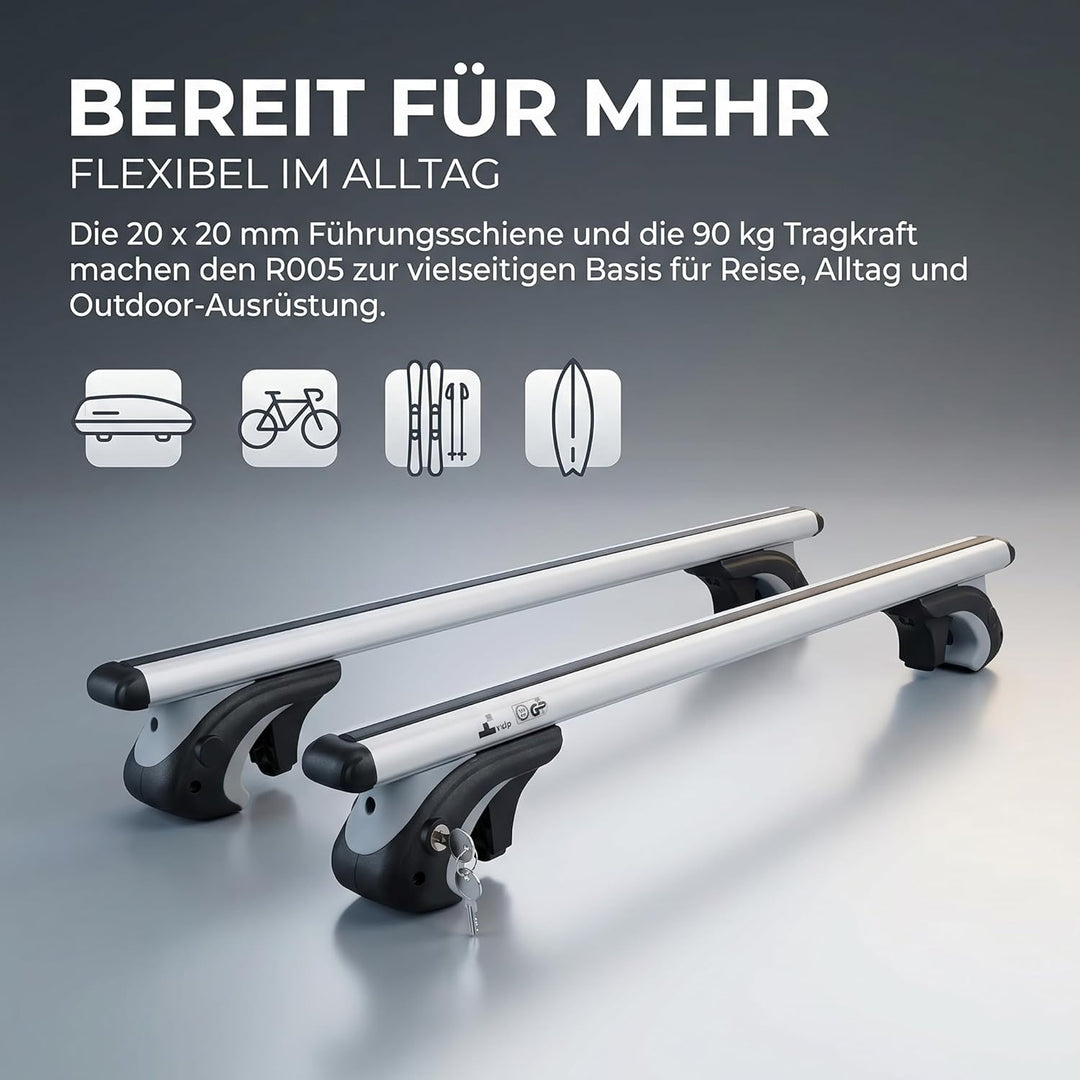 VDP Alu Relingträger XL135 kompatibel mit VW Sharan 96-09 Dachträger bis abschliessbar