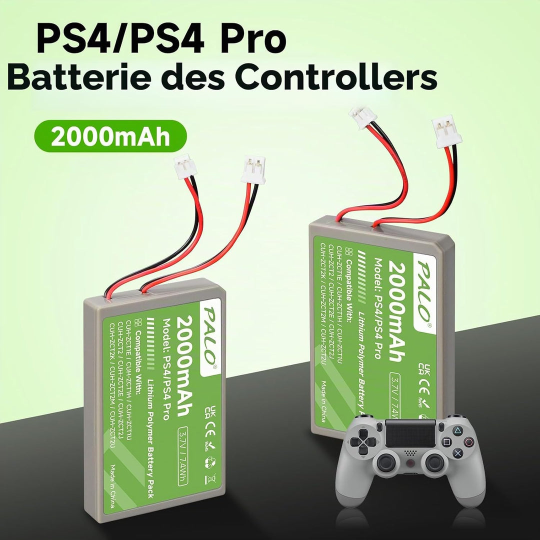 PS4 Akku 2000mAh Ersatz für Sony PS4/PS4 Pro/PS4 Slim PS4 Dualshock 4 Controller CUH-ZCT1E CUH-ZCT1H