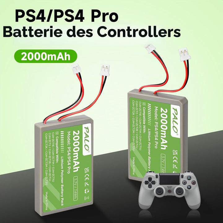 PS4 Akku 2000mAh Ersatz für Sony PS4/PS4 Pro/PS4 Slim PS4 Dualshock 4 Controller CUH-ZCT1E CUH-ZCT1H