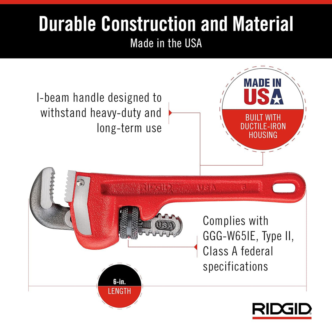 RIDGID 31000 Modell 6" gerade Rohrzange für schwere Beanspruchung, 6" Sanitär-Schraubenschlüssel 6 i