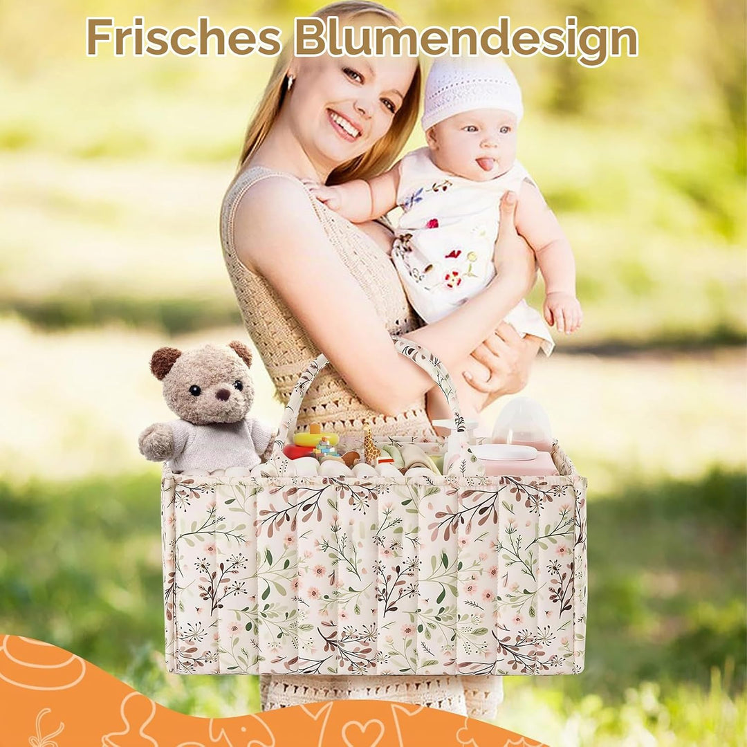 Wickeltasche Organizer, Wickeltisch Organizer, Diaper Bag mit Blumenmuster und Herausnehmbaren Fäche
