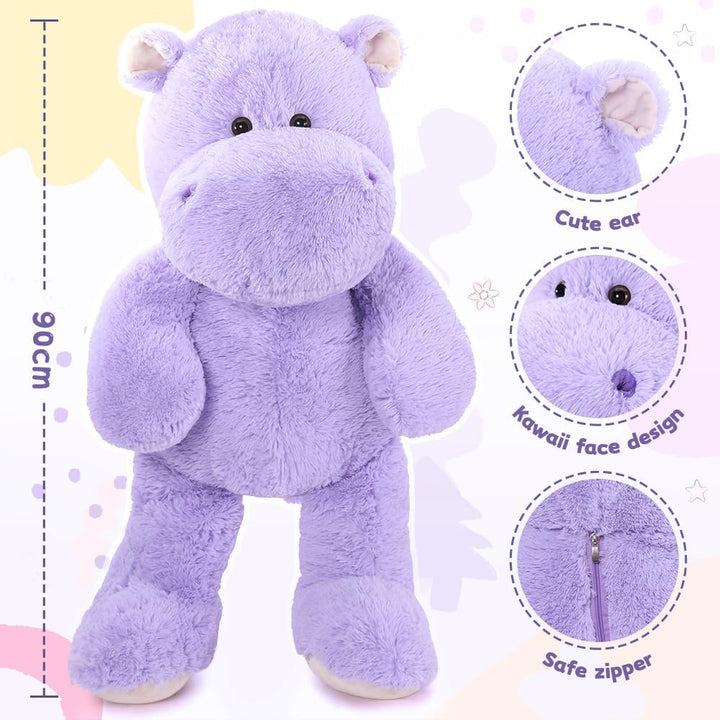MorisMos Jumbo Plüsch Nilpferd Hippo, grosses Flusspferd Kuscheltier XXL, 90cm Riesen Nilpferd Plüsc
