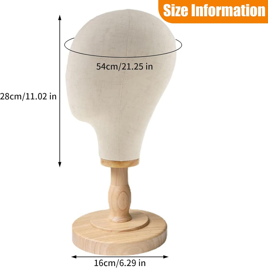 54CM Mannequin Perücke Kopf mit Holzständer, Abnehmbarer Perückenständer, Multifunktionaler Hutständ