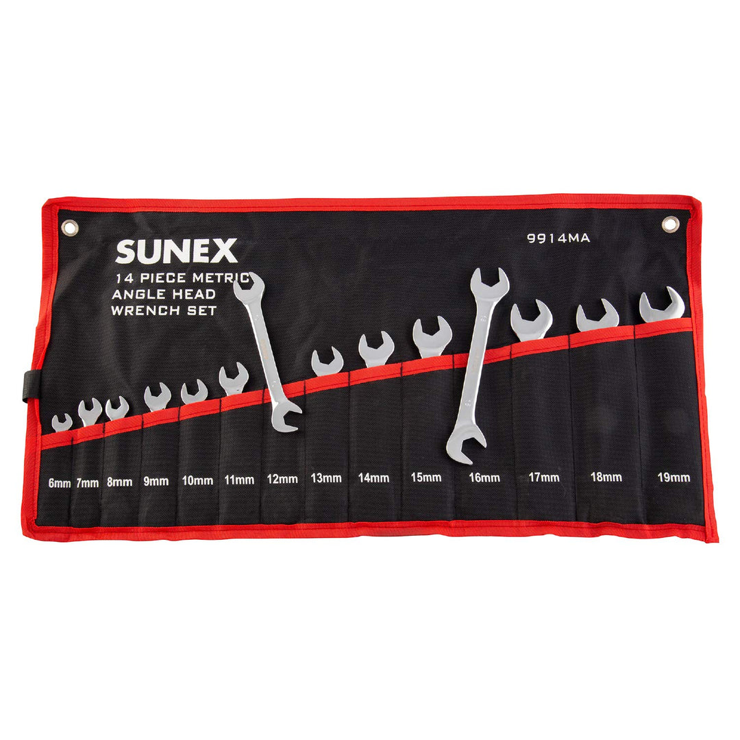 Sunex Tools 9914M Metrischer Winkelschlüsselsatz, vollständig poliert, 6 mm - 19 mm, 14-teilig Metri