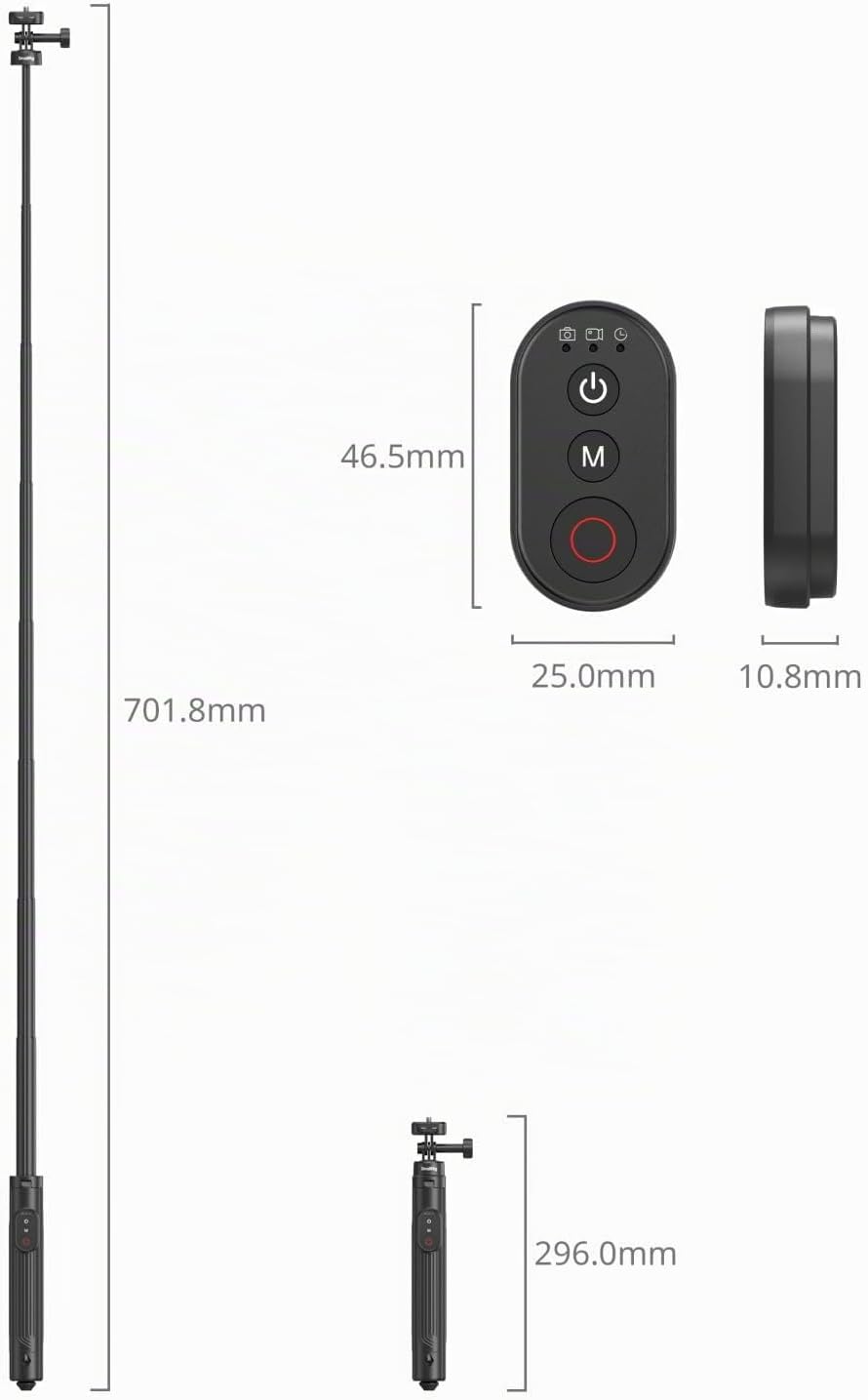 SMALLRIG 59" Selfie-Stick-Stativ mit Fernbedienung, Ausziehbares Stativ für DJI Osmo Action 5 Pro/Po