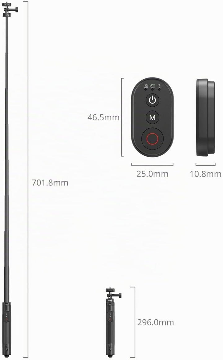 SMALLRIG 59" Selfie-Stick-Stativ mit Fernbedienung, Ausziehbares Stativ für DJI Osmo Action 5 Pro/Po