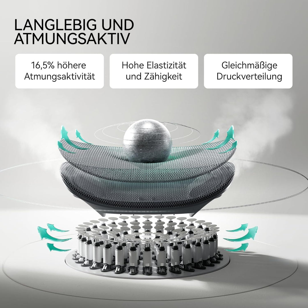 Hbada E3 Pro Ergonomischer Bürostuhl mit 3-Zonen dynamischer Lendenwirbelstütze, Schreibtischstuhl m