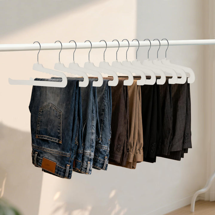 ManGotree rutschfeste Samt-Hosenbügel, Filz-Jeansbügel mit Offenen Enden für Kleiderschrank-Organize