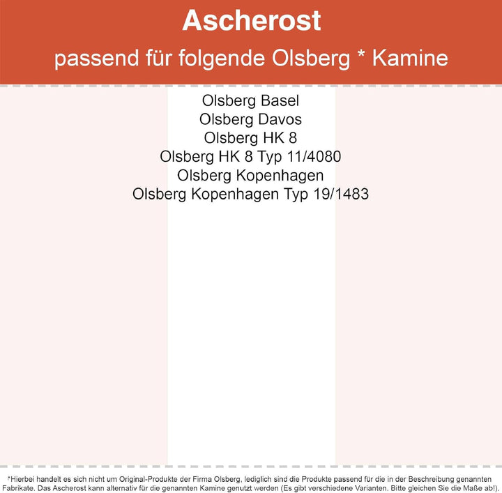 Kaminrost/Ascherost Eckig 270 x 227 x 10 mm passend für Olsberg ** Kaminöfen inkl. Modellübersicht -