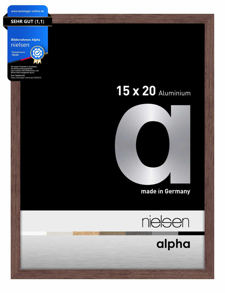 nielsen Aluminium Bilderrahmen Alpha, 15x20 cm, Wengé Hell Wengé Hell 15 x 20 cm, Wengé Hell 15 x 20