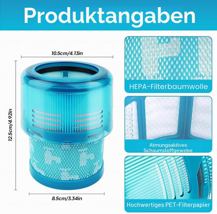 2 Stück Filter kompatibel für Dyson Gen 5 Detect Absolute Akku Staubsauger,Staubsaugerfilter-Ersatz-