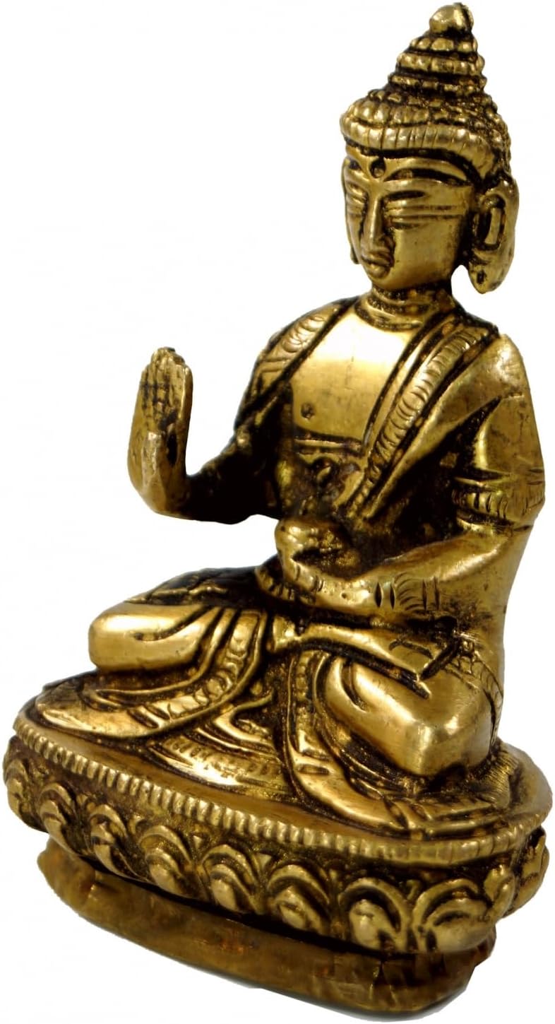 GURU SHOP Buddha Statue aus Messing Amoghasiddhi Mudra 10 cm - Modell 3, Gold, Buddhas, Modell 3