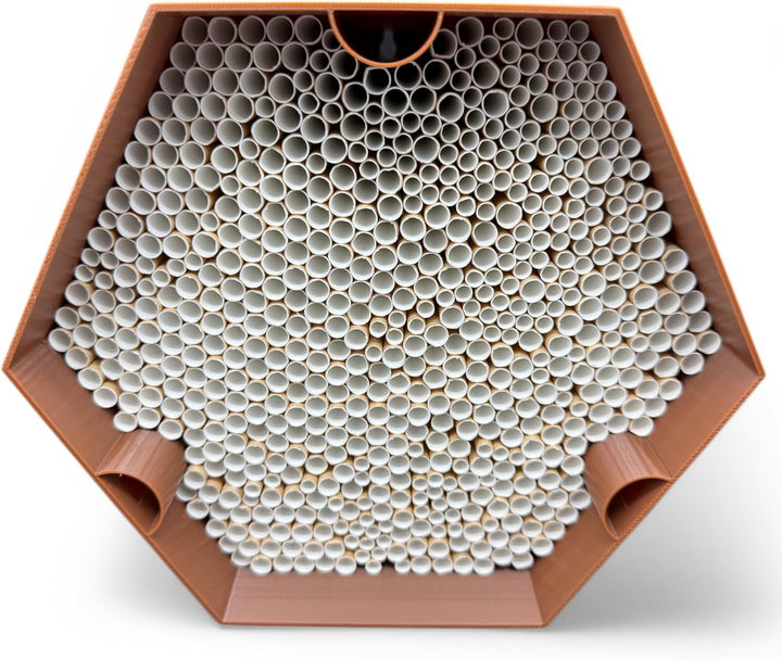 Wildbienen-Nisthilfe – absolut haltbar &amp; wetterfest. Insektenhotel mit 600 Nisthülsen. Hochwertiges