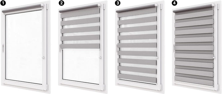 Doppelrollo ohne Bohren, 80x150 cm Stoffgrösse, Duo Rollo Klemmfix, Easyfix, lichtdurchlässig und ve