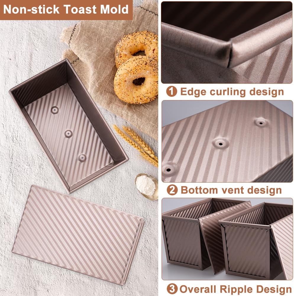 inodiref 2 Stück Brotbackform mit Deckel Antihaft Toastbrot Backform Kastenform mit Deckel mit Belüf