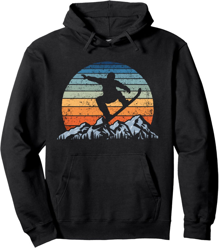 Vintage Sunset Wintersport Snowboarding & Snowboard Pullover Hoodie