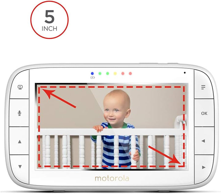 Motorola Baby MBP 50 Video-Babyphone mit Schwenk-, Neige-und Zoomfunktion, 5,0 Zoll Farbdisplay, Nac