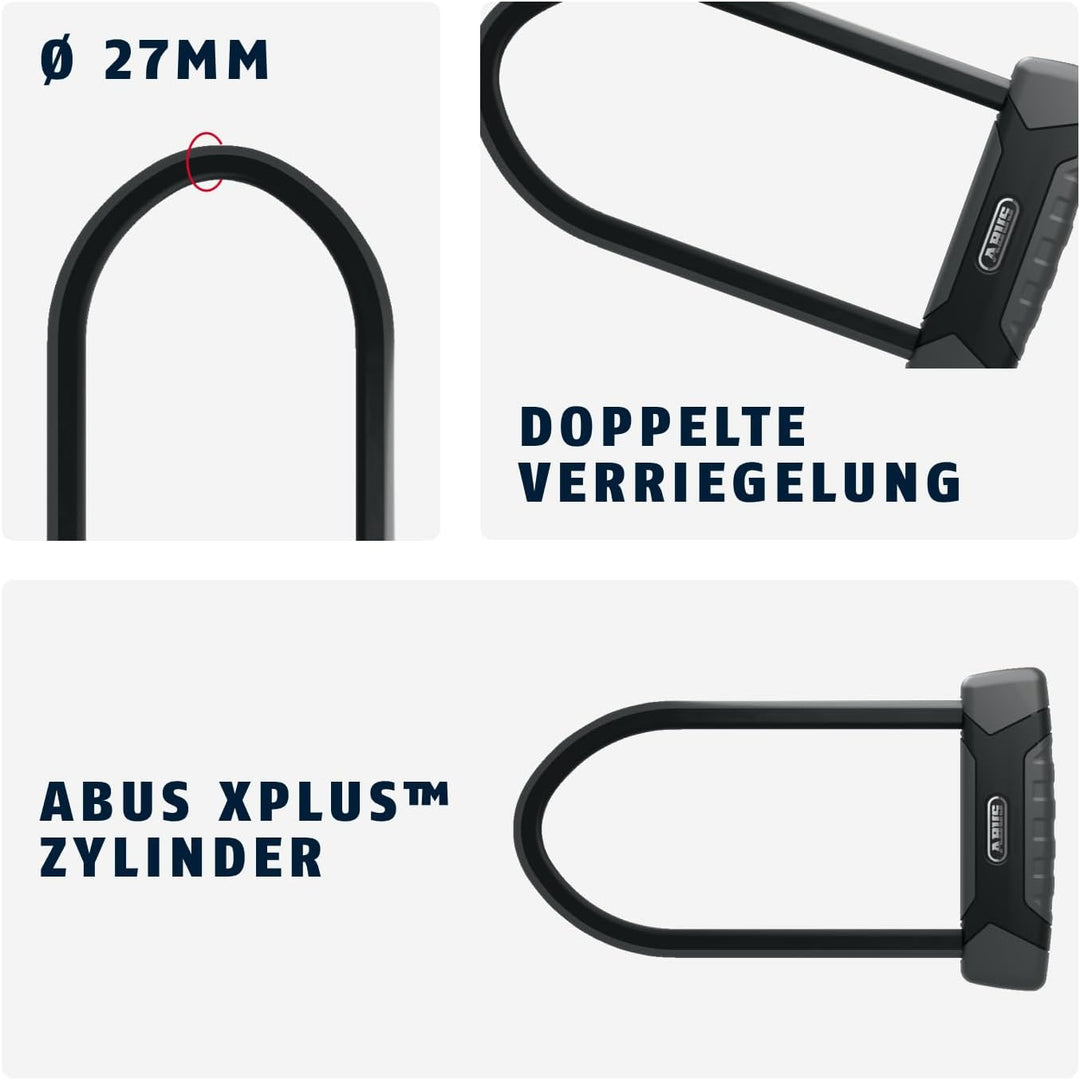 ABUS Bügelschloss Granit XPlus 540 + SH B-Halterung - Fahrradschloss mit XPlus Zylinder als Manipula