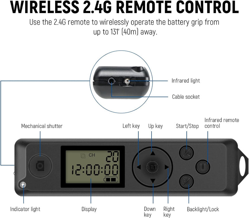 NEEWER Vertikaler 2,4G Batteriegriff, Ersatz für BG-R10 mit 2,4G Fernbedienung, kompatibel mit Canon