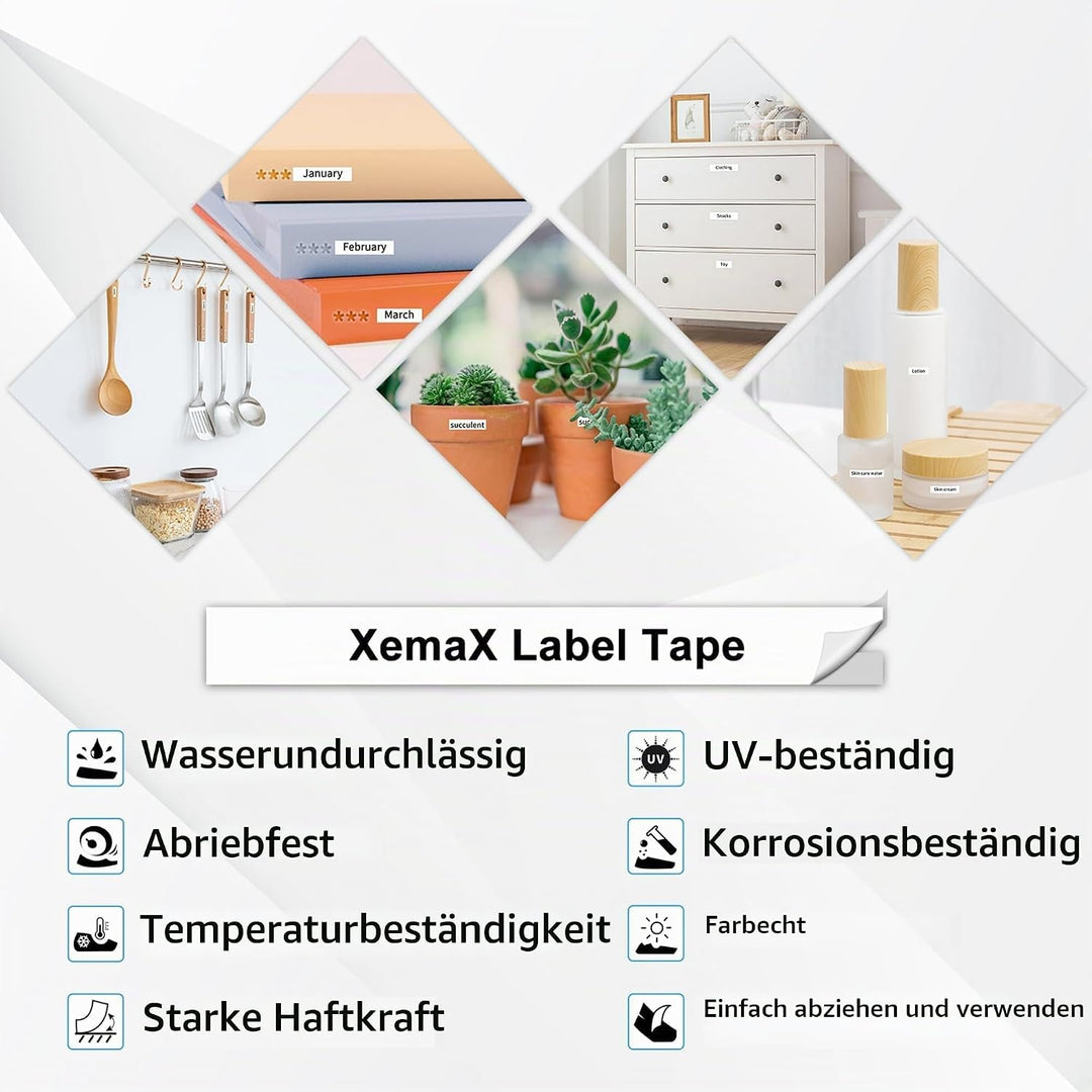 10x XemaX Etikettenband Kompatibel für Brother P-touch Bänder 9mm TZe-221 TZ-221 Schriftbänder Schwa