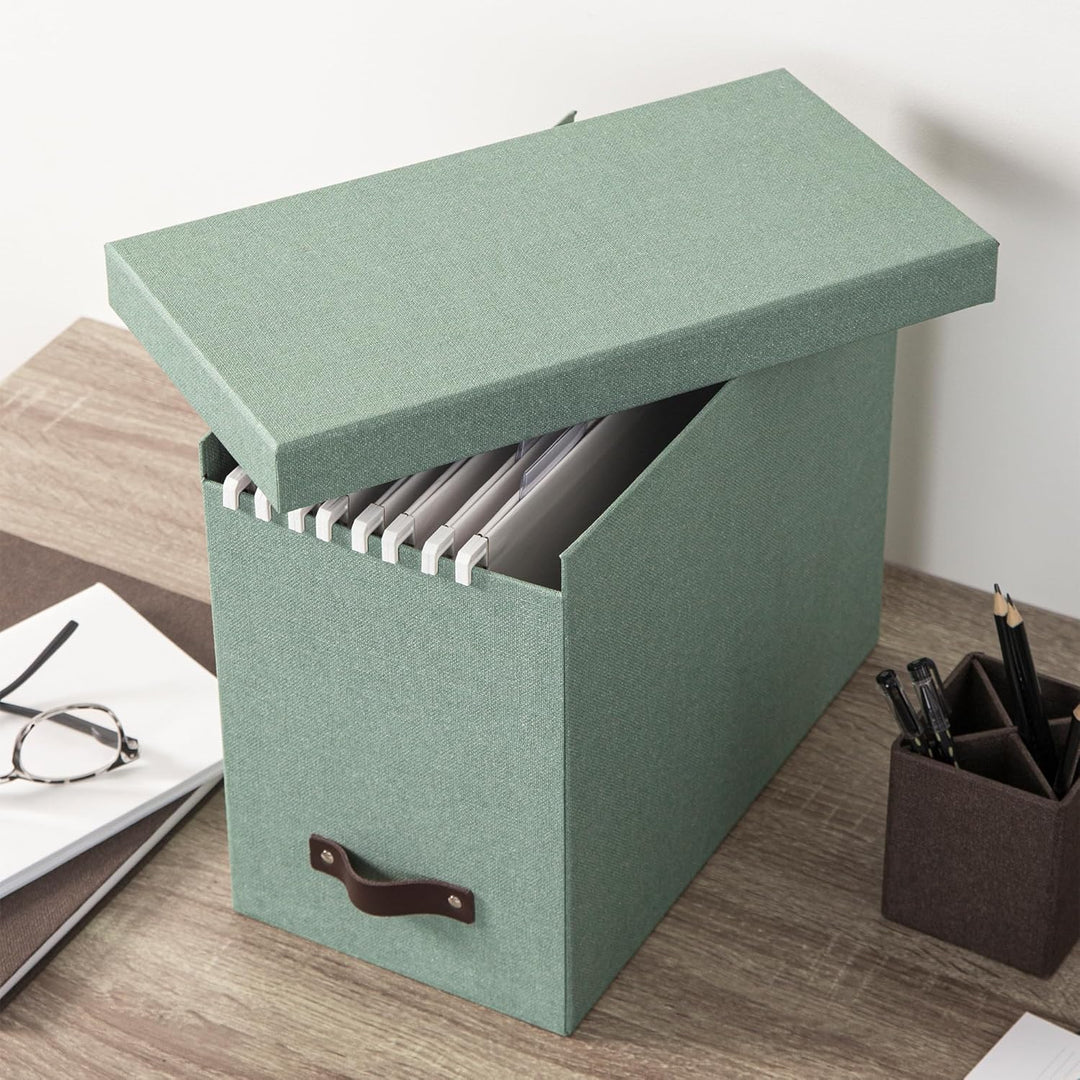 BIGSO JOHAN Hängeregisterbox A4 – Hängemappenbox mit Deckel und Griff – Schreibtischablage für Hänge