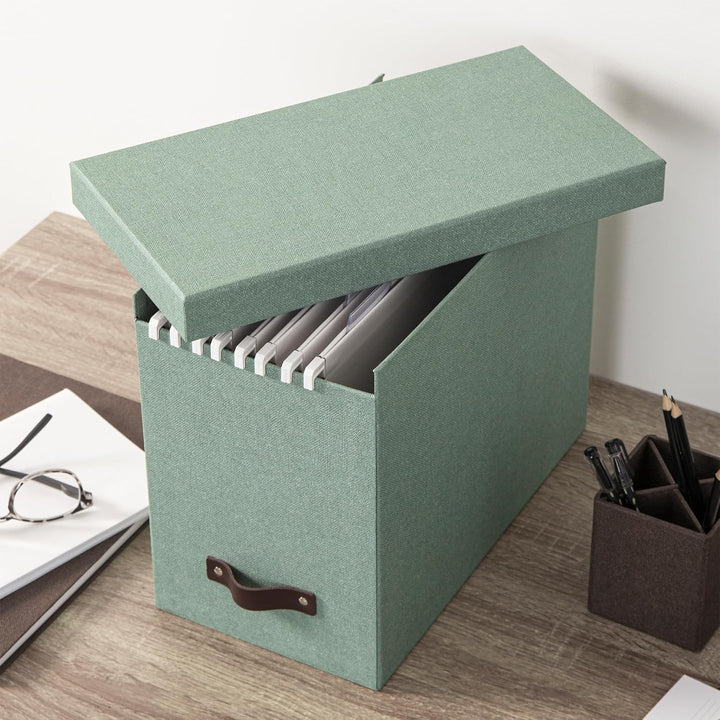 BIGSO JOHAN Hängeregisterbox A4 – Hängemappenbox mit Deckel und Griff – Schreibtischablage für Hänge