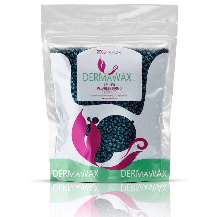 Dermawax 2 kg Azulen Waxing Perlen- Professionelle Heisswachs Wachsperlen zur Haarentfernung- Anwend