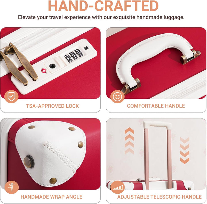 Urecity Vintage Reisekoffer Set 4 Teilig Leicht Retro Lederkoffer Hartschale Trolley Handgepäck Sets