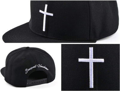 Bexxwell Snapback Cap schwarz mit Kreuz (optimale Passform, Kappe, Black, Cross, Unisex)