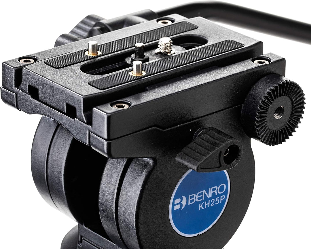 Benro KH25P Video Tripod with Head, 5kg Payload, Continuous Pan Drag, Anti-Rotation Camera Plate, ma