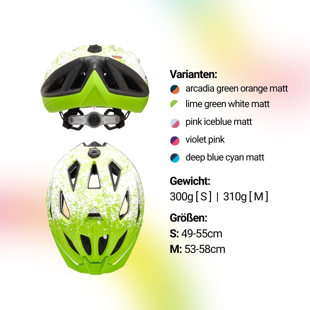 KED Street Jr. Pro Kinder Fahrrad Helm matt grün/weiss 2023 S (49-55cm), S (49-55cm)