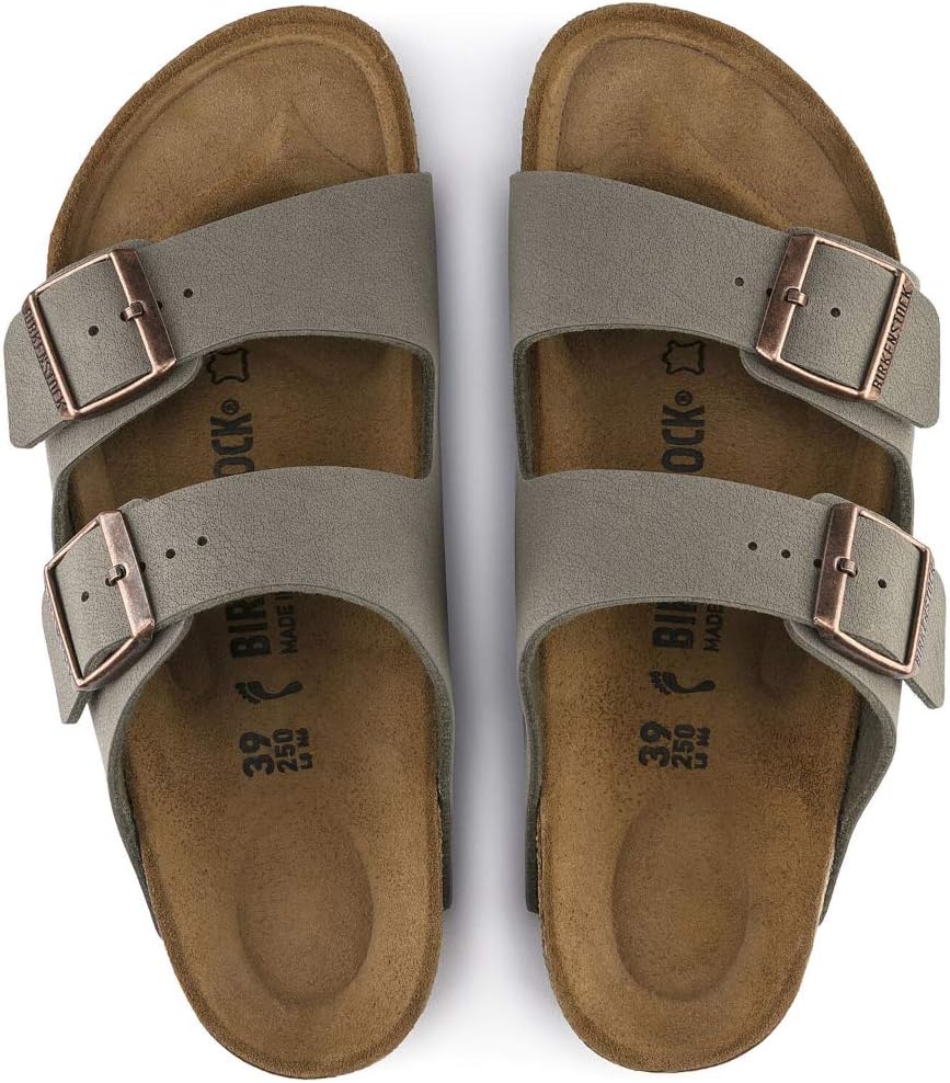 BIRKENSTOCK Unisex Arizona Birko-Flor Nubukleder Weit Pantoletten 36 EU Grau Stone, 36 EU Grau Stone
