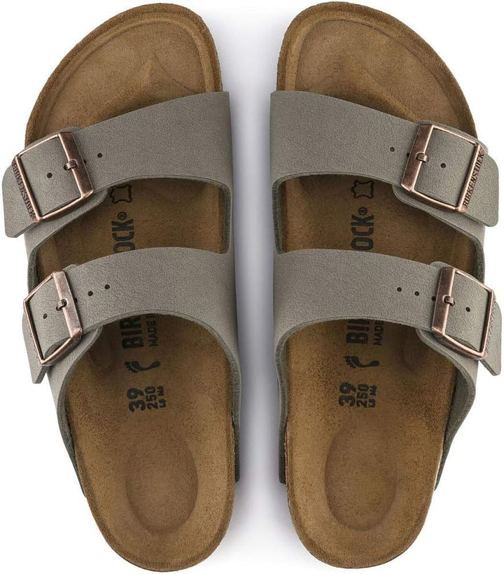 BIRKENSTOCK Unisex Arizona Birko-Flor Nubukleder Weit Pantoletten 36 EU Grau Stone, 36 EU Grau Stone