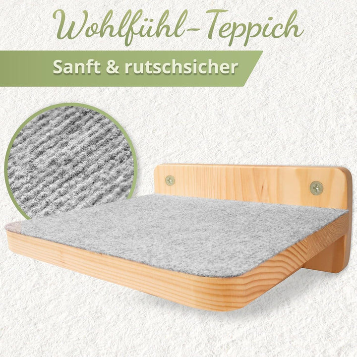 WOOWOOD®️ Kletterwand Katzen | Katzentreppen 3er-Set | Katzentreppe Wand | Katzenleiter | Katzenwand