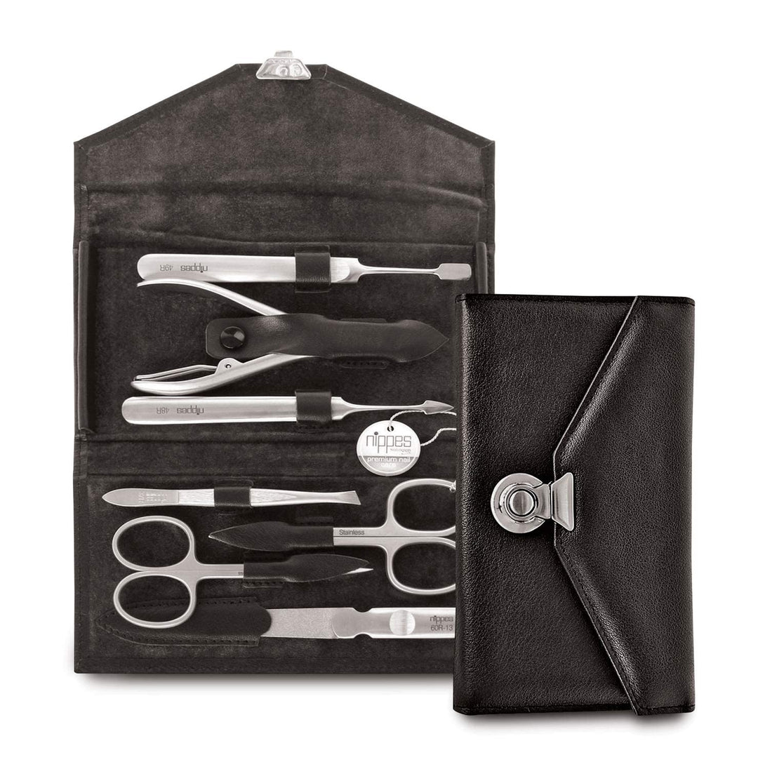 nippes Solingen Maniküre Set Locks, 7-teilig, Edelstahl nickel- & rostfrei, Echtes Rindleder-Nagelet