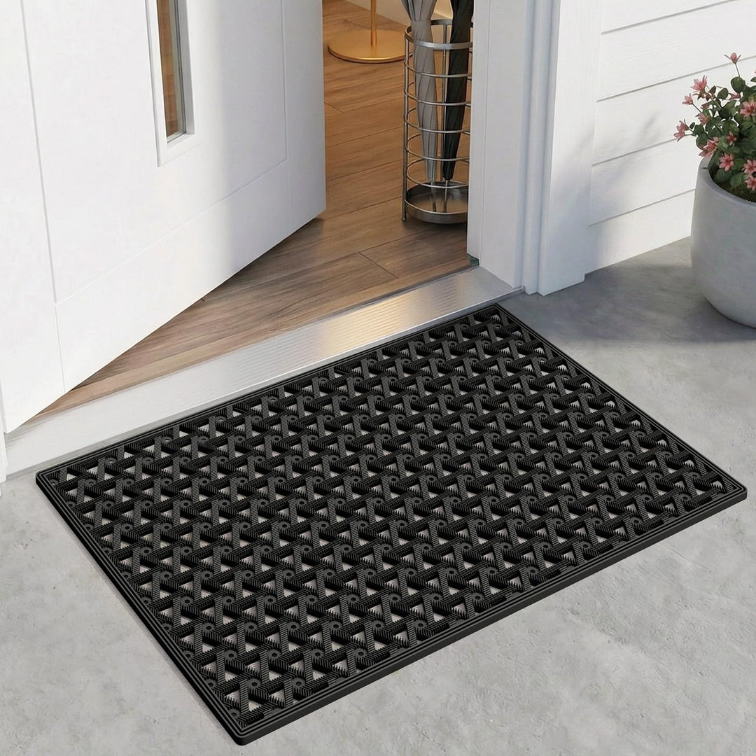DEXI Fussmatte Aussen 48,5 x 75 cm, rutschfeste Schmutzfangmatte mit Drainagelöchern, Wasserdicht &