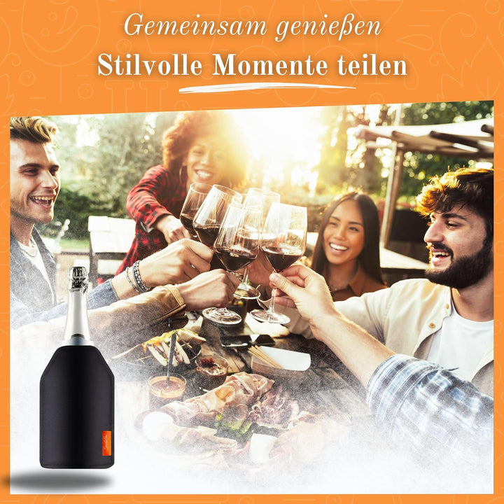 Kühlmanschette für Weinflaschen – Extra lange Kühlung, wasserabweisendes Nylon – Flexibel für Wein,
