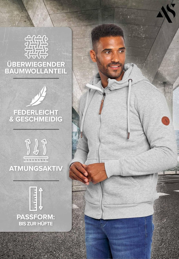 ALESSANDRO SALVARINI Herren Sweatjacke (S-3XL) mit Kapuze - Leicht, Atmungsaktiv, Kapuzenpullover mi