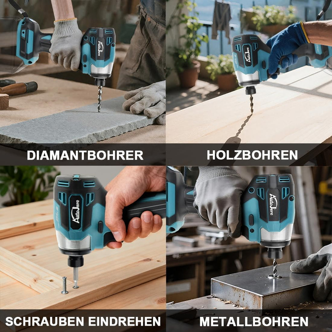 Akku Akkuschrauber Kompatibel mit Makita 18V 1/4" Bürstenloser Schlagschrauber mit 5 einstellbare St