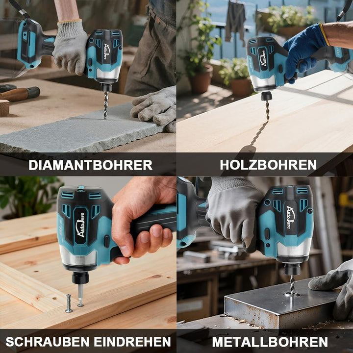 Akku Akkuschrauber Kompatibel mit Makita 18V 1/4" Bürstenloser Schlagschrauber mit 5 einstellbare St