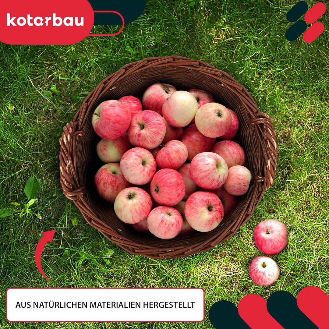 KOTARBAU® Weidenkorb mit Griffen - ø 50 cm - Blumen Korb - Aufbewahrung von Spielzeug - Holzkorb für