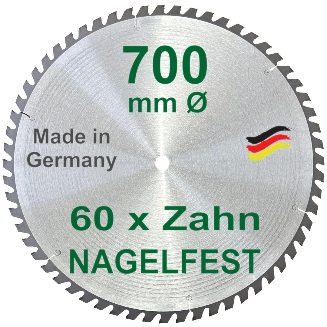 HM-Kreissägeblatt - 60 ZAHN NAGELFEST – Ø 700 mm x 30 mm Sägeblatt 60 x FF-Trapezzahn Bausägeblatt F