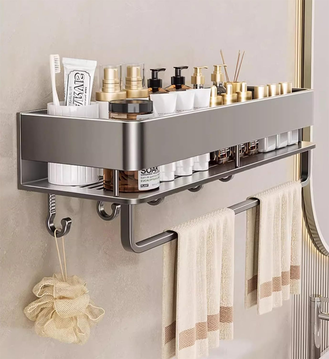 FOLAI 50cm Duschablage ohne Bohren ，rostfreie Badezimmer Organizer, schnell trocknende Badregal ohne