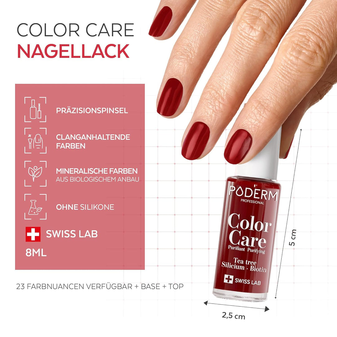 PODERM - TEEBAUM-NAGELLACK COLOR CARE Allurarot - verbessert das Aussehen für die gelbe oder brüchig