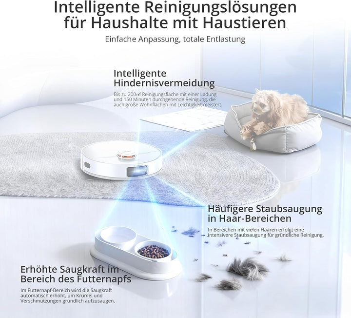 JONR T5 PRO GEN2 Saugroboter mit Wischfunktion, 15000Pa Saugkraft - Weiss | 75℃ Heisslufttrocknung,