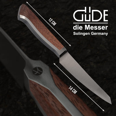 GÜDE Solingen - Steakmesser Gezahnt geschmiedet, 14 cm, Walnussholz, CAMINADA, Handmade Germany ohne